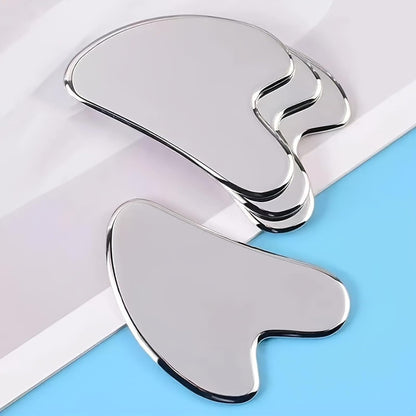Gua Sha Facial Tools Guasha for Face - Stainless Steel Gua Sha Tool - Massager Tool for Jawline & Chin,Fascia Massage Tool for Face Massage, Lymphatic Drainage Massager (Silver)