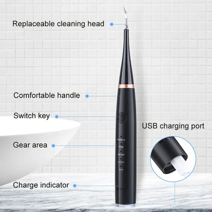 Dental Scaler Ultrasonic Scaler Tooth Cleaner Dental Stone Removal Electric Sonic Plaque Remover for Teeth Stain Tartar