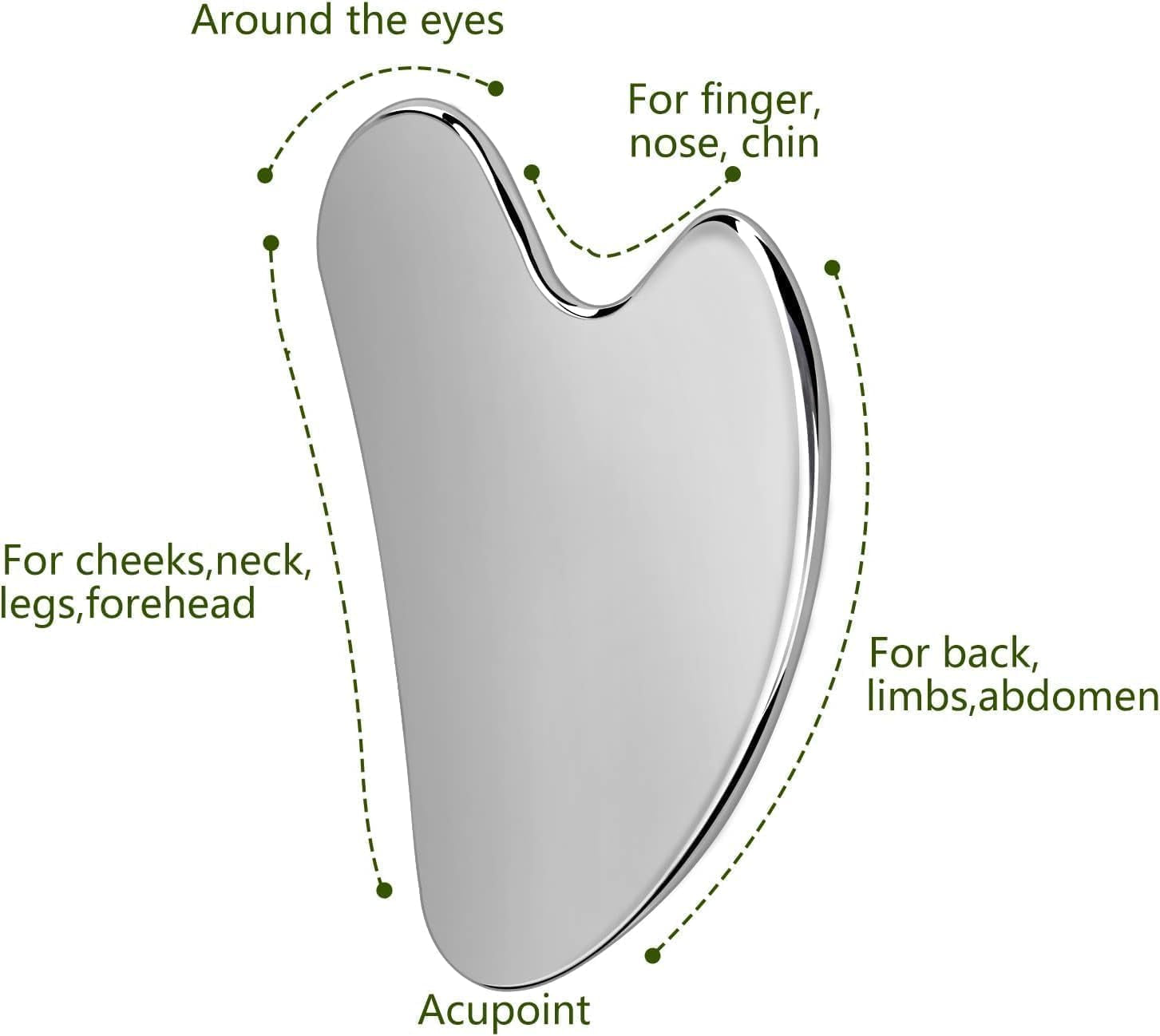 Gua Sha Facial Tools Guasha for Face - Stainless Steel Gua Sha Tool - Massager Tool for Jawline & Chin,Fascia Massage Tool for Face Massage, Lymphatic Drainage Massager (Silver)